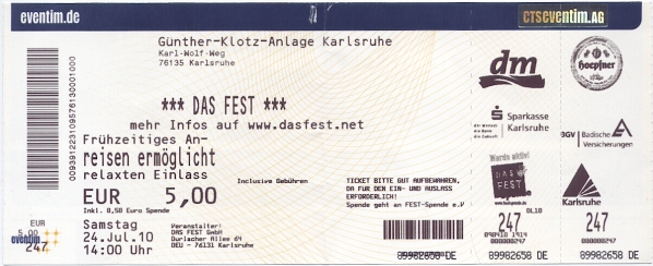 Ticket Das Fest 24.07.2010