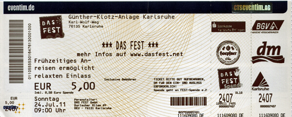 Ticket Das Fest Sonntag