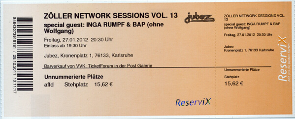Ticket Zöller Netwprk
                Session XIII