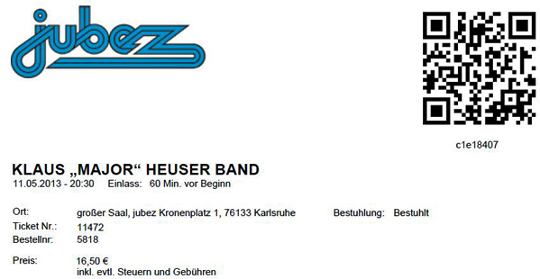 Ticket Klaus Major Heuser Band