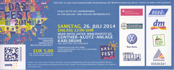 Ticket Das Fest Samstag
