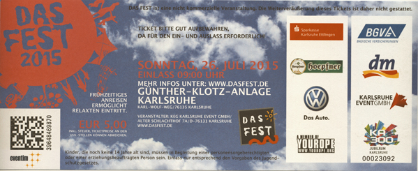 Ticket Das Fest Sonntag
