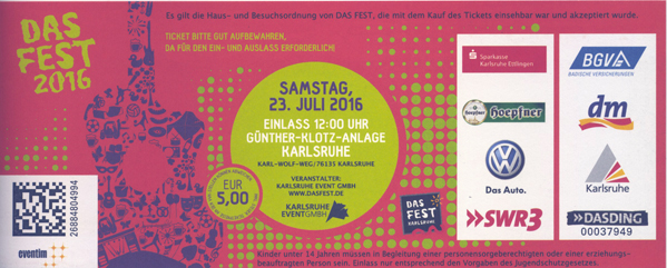 Ticket Das Fest Samstag