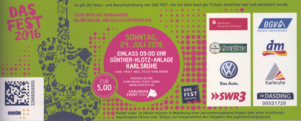 Ticket Das Fest 24.7.2016