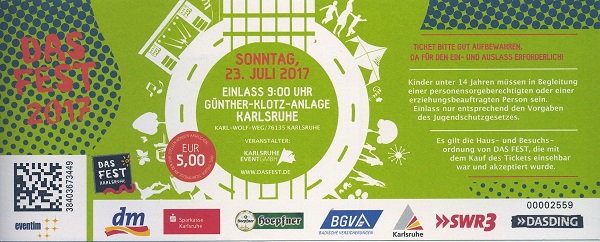 Ticket Das Fest Sonntag