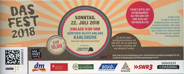 Ticket Das Fest Sonntag