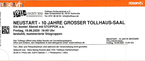 Ticcket Neustart - 10 Jahre Groer
        Tollhaus Saal