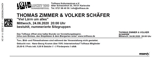 Ticket Thomas Zimmer
                Volker Schfer