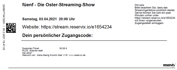 Ticket fenf - Die Oster-Streaming-Show