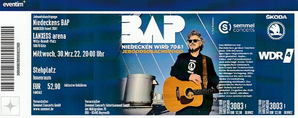 Ticket Niedeckens BAP
                    Jeboodsdaachspogo - Niedecken feiert 70&1