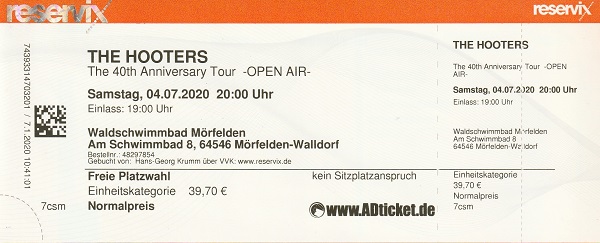 The Hooters
                      Ticket