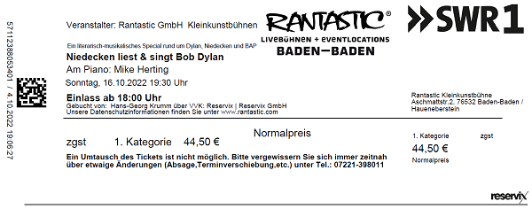 Ticket Wolfgang Niedecken