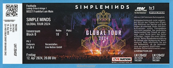 Ticket Simple Minds